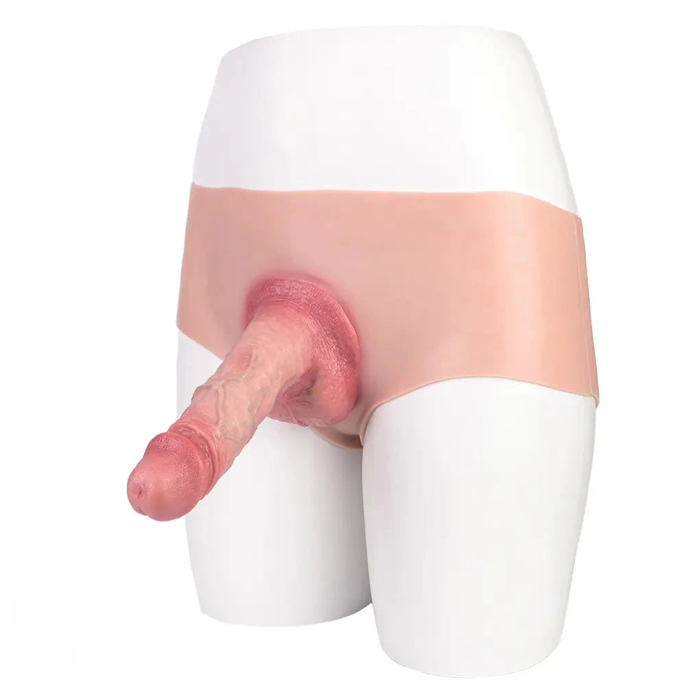 7.44in Hollow Penis Dildo Sleeve Silicone Soft Pants Adult Toy For Women