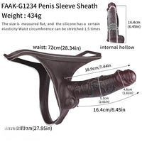 7.44in Silicone Panty Realistic Hollow Dildo Wearable Strap on Penis Sleeve
