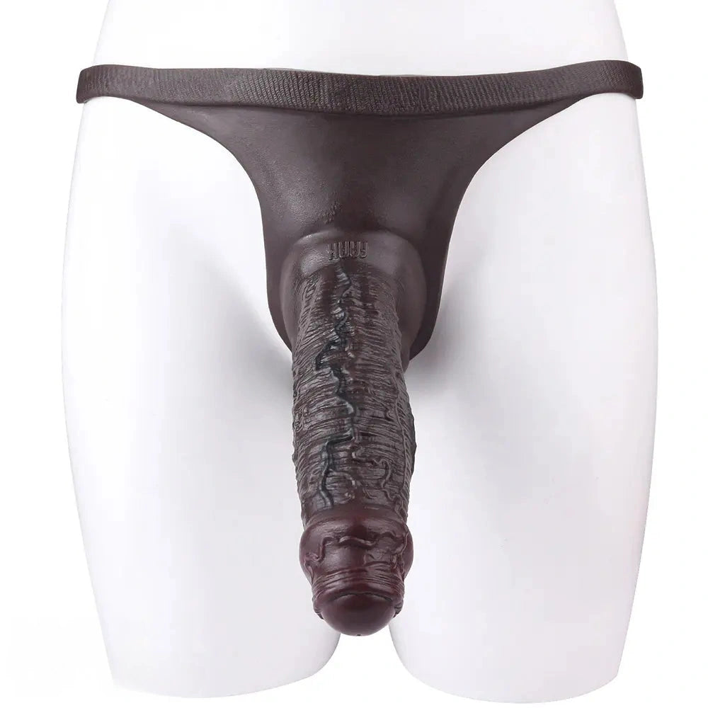 7.44in Silicone Panty Realistic Hollow Dildo Wearable Strap on Penis Sleeve