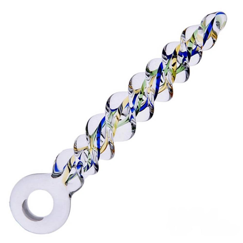7.48″ Curved Spiral Body Safe Glass Dildo For Anus Vagina