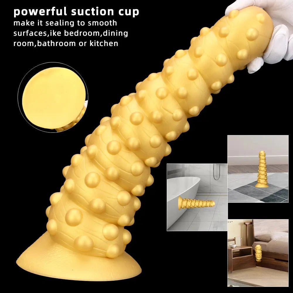 7.48in 11.02in 15in Soft Liquid Silicone Spiral Spiked Big Butt Plug Dildo