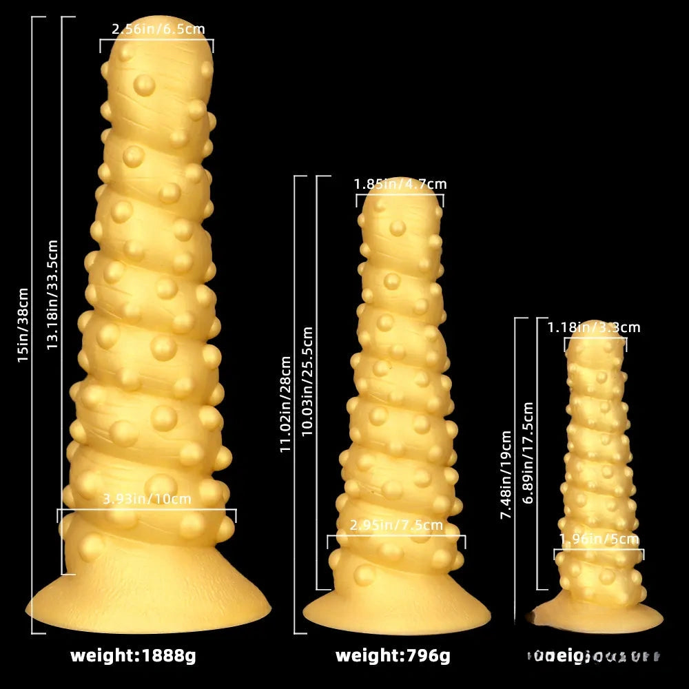 7.48in 11.02in 15in Soft Liquid Silicone Spiral Spiked Big Butt Plug Dildo