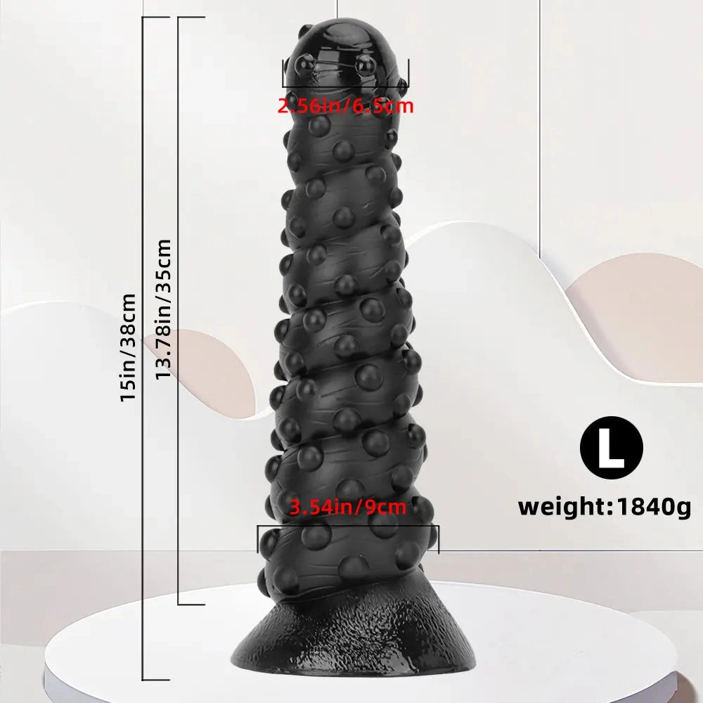 7.48in 11.22in 15in Super Huge Black Spiral Animal Octopus Dildo Butt Plug