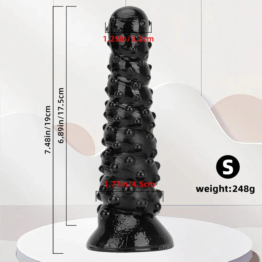 7.48in 11.22in 15in Super Huge Black Spiral Animal Octopus Dildo Butt Plug