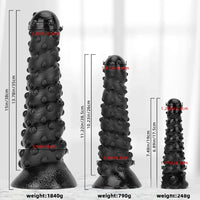 7.48in 11.22in 15in Super Huge Black Spiral Animal Octopus Dildo Butt Plug