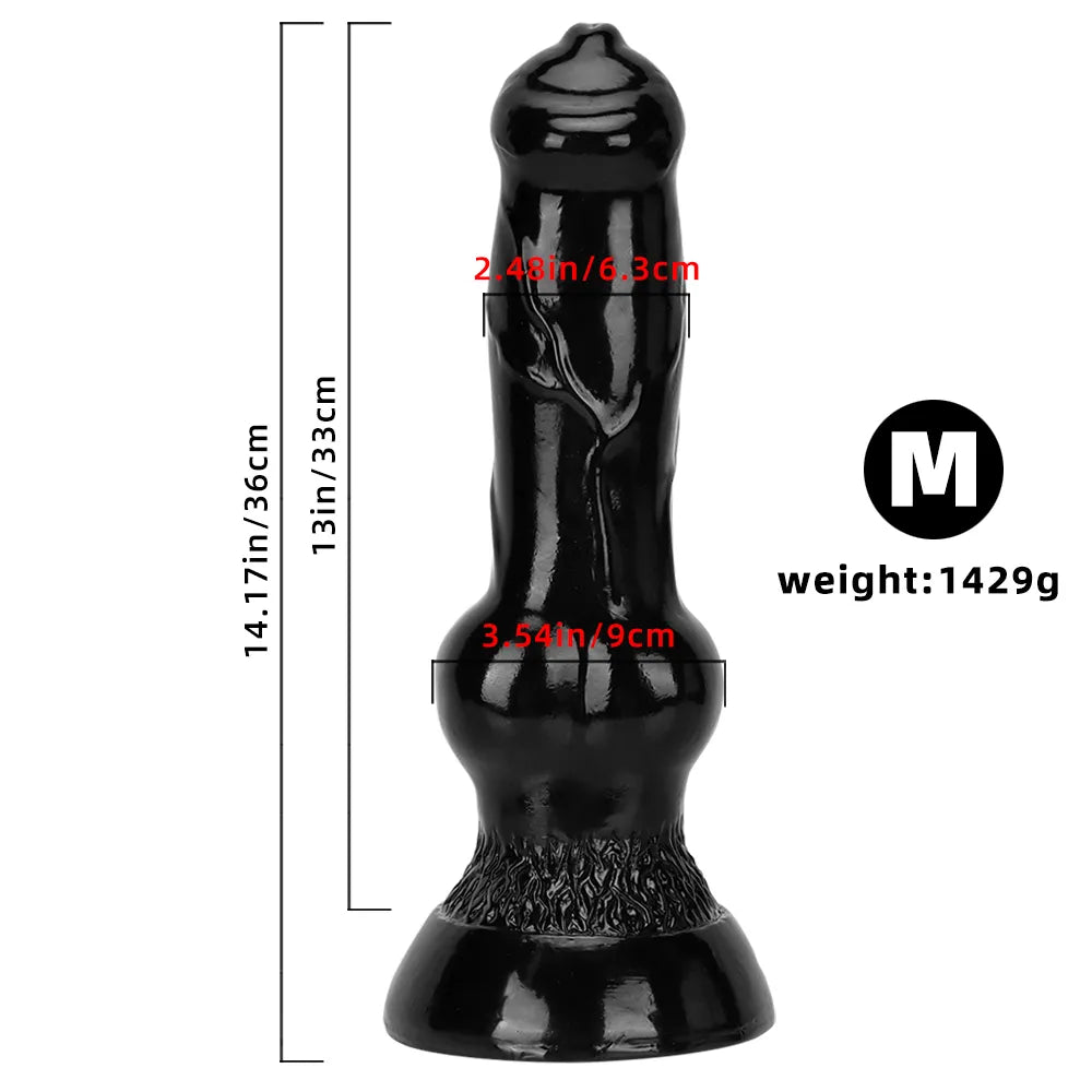 7.48in 14.17in 15.35in Big Black Thick Dog Penis Fantasy Animal Dildo