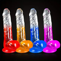 7.48in 8.26in Transparent Realistic TPE Dildo For Women Men Vagina