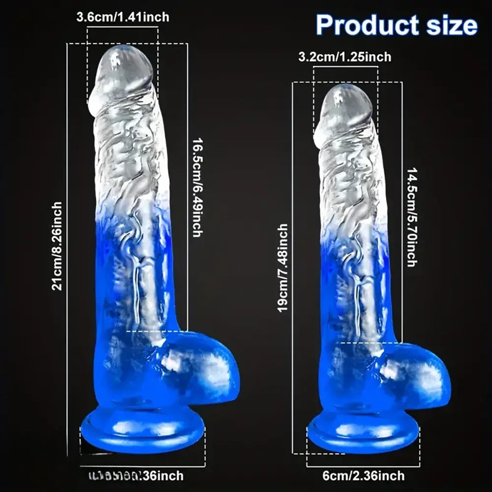 7.48in 8.26in Transparent Realistic TPE Dildo For Women Men Vagina