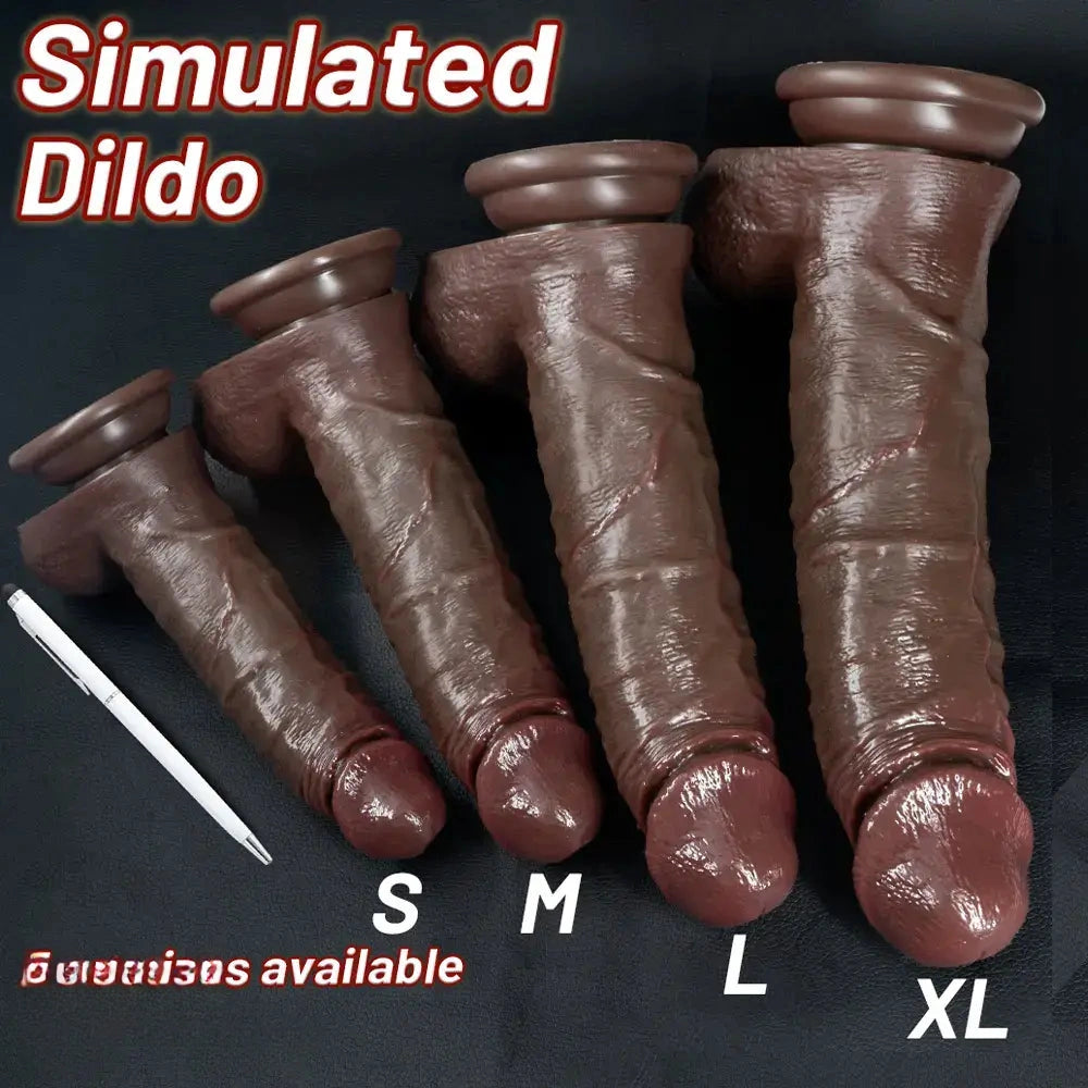 7.48in 8.46in 10.03in 11.22in Real Curved Silicone Strap on Dildo Love Toy