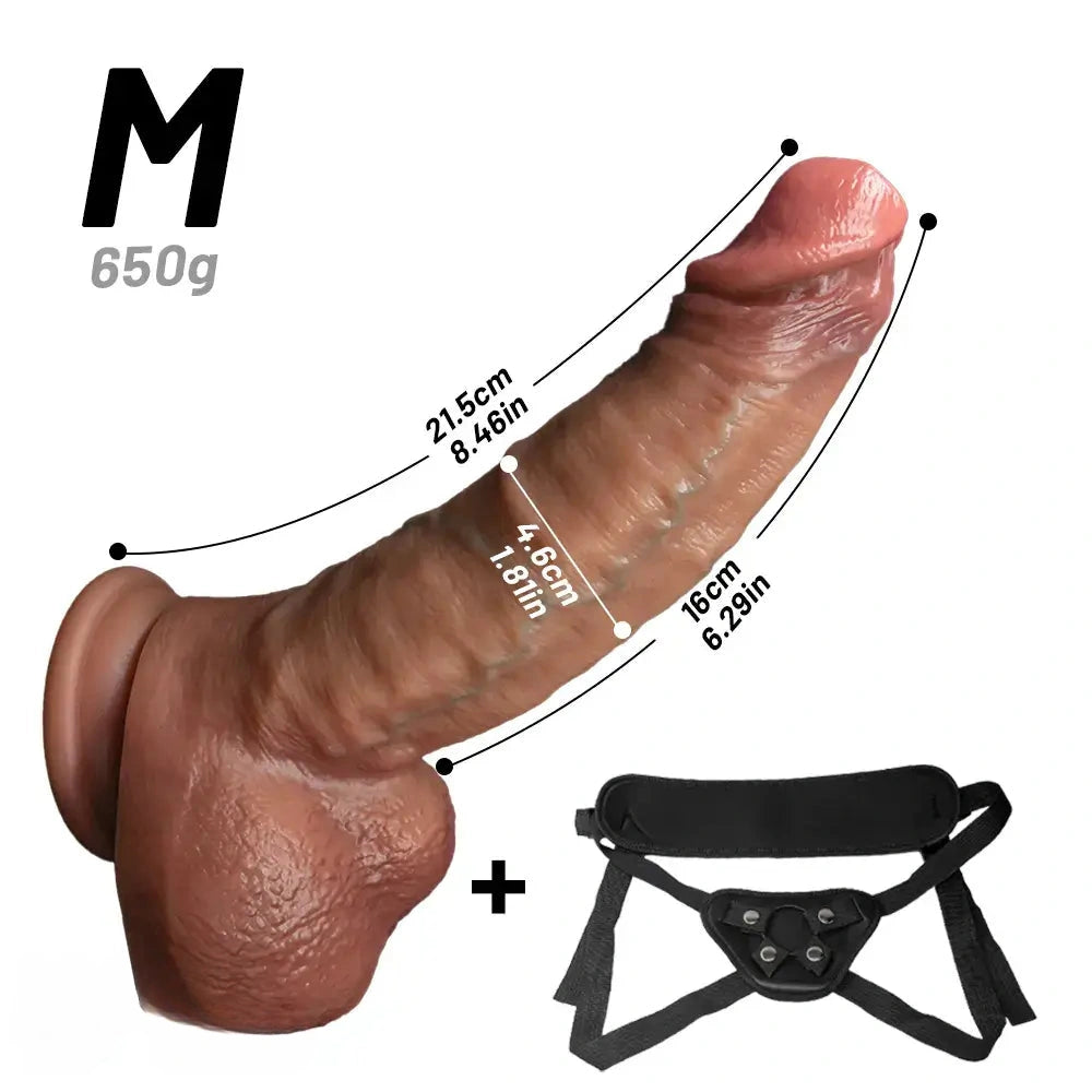 7.48in 8.46in 10.03in 11.22in Strap on Realistic Soft Curved Dildo For Men
