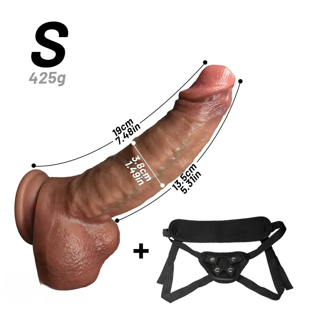7.48in 8.46in 10.03in 11.22in Strap on Realistic Soft Curved Dildo For Men