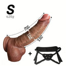 7.48in 8.46in 10.03in Wearable Realistic Strap-On Silicone Soft Big Veins Dildo