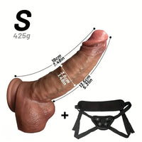 7.48in 8.46in 10.03in Wearable Realistic Strap-On Silicone Soft Big Veins Dildo