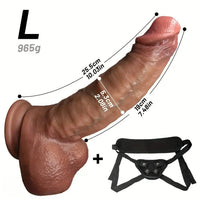 7.48in 8.46in 10.03in Wearable Realistic Strap-On Silicone Soft Big Veins Dildo