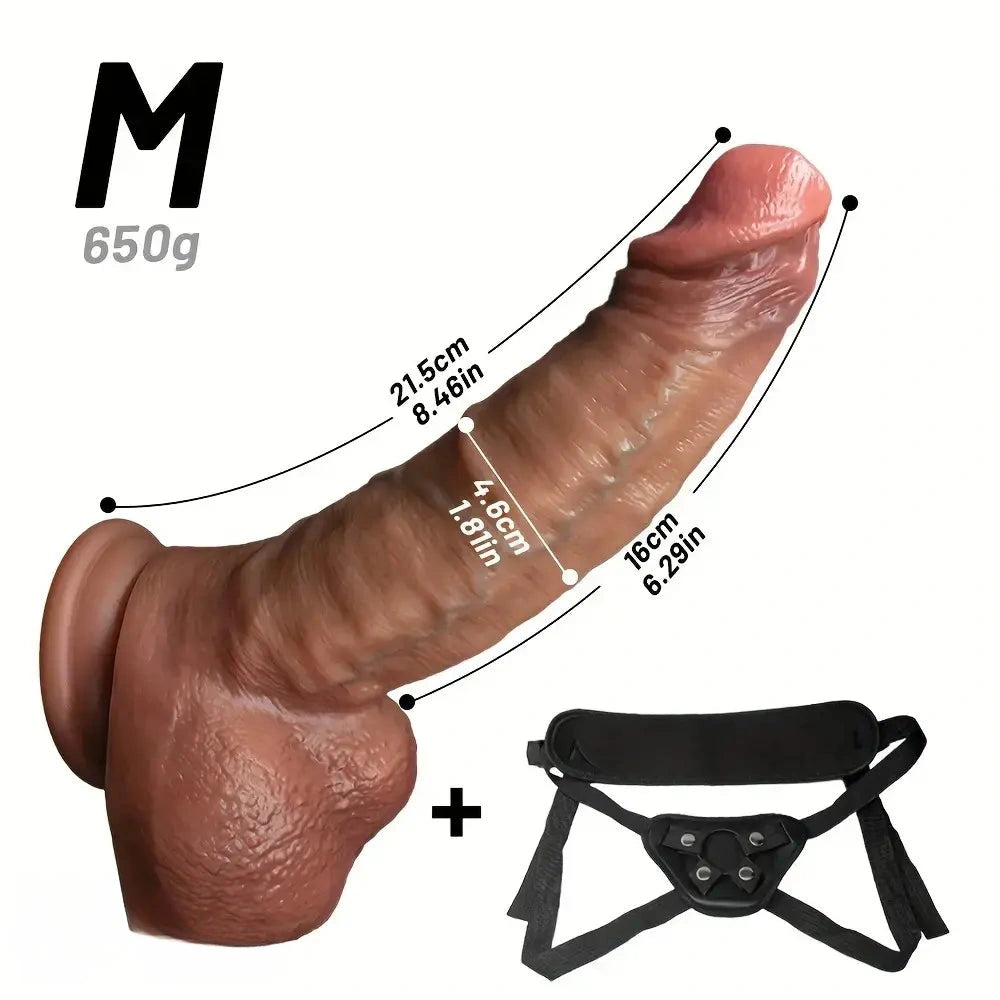 7.48in 8.46in 10.03in Wearable Realistic Strap-On Silicone Soft Big Veins Dildo