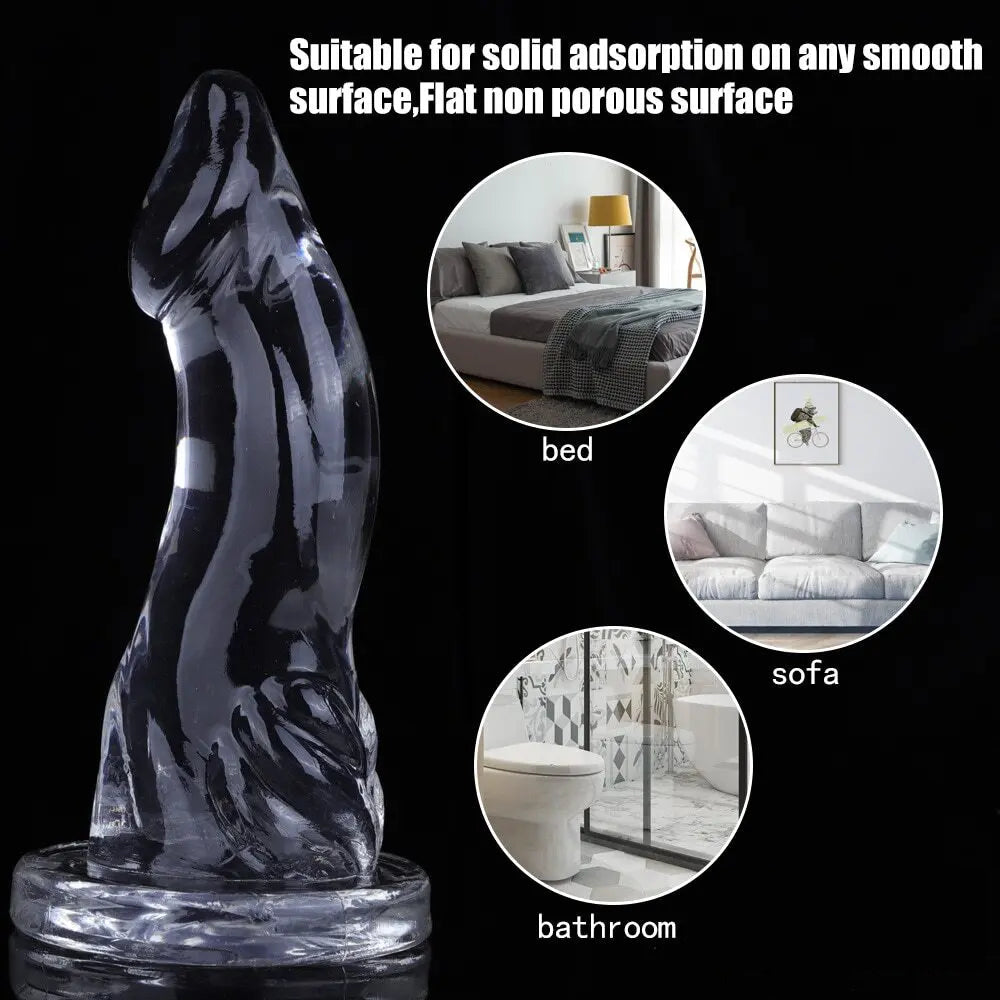 7.48in 8.46in 9.44in Clear Big Dildo Sex Toy For Orgasm Pleasure