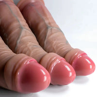 7.48in 8.46in 9.64in Realistic Foreskin Penis Silicone Strap on Dildo For Love