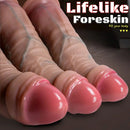 7.48in 8.46in 9.64in Realistic Foreskin Penis Silicone Strap on Dildo For Love