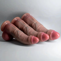 7.48in 8.46in 9.64in Realistic Foreskin Penis Silicone Strap on Dildo For Love