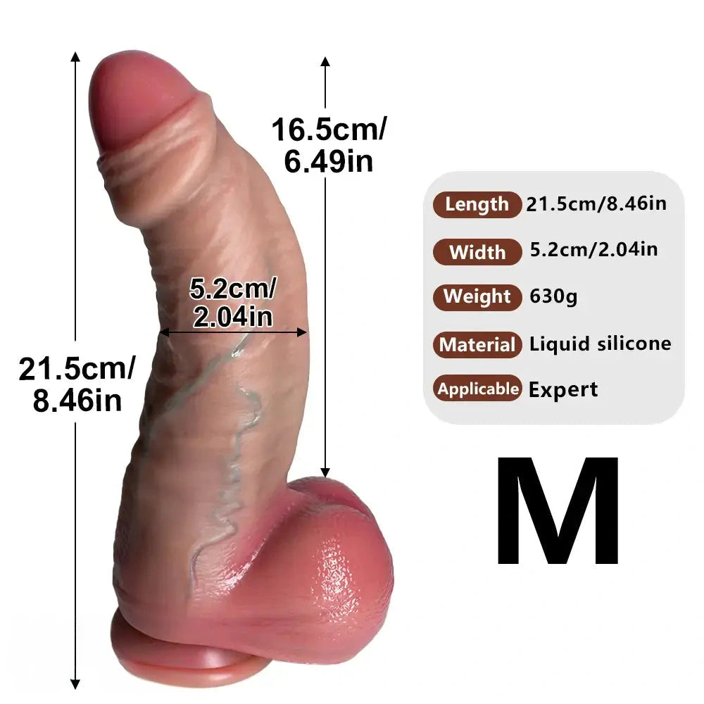 7.48in 8.46in 9.64in Realistic Foreskin Penis Silicone Strap on Dildo For Love