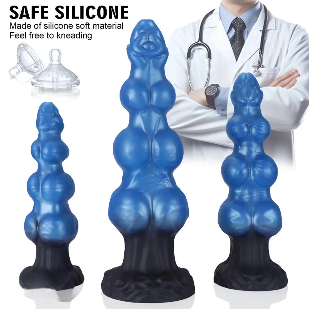 7.48in 8.66in 10.43in Knot Silicone Fantasy Animal Dildo G spot Anal Dilator
