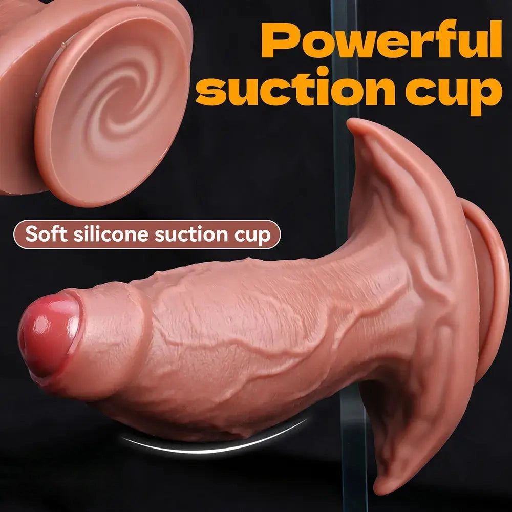 7.48in 8.66in 9.84in Uncut Foreskin Thick Real Dildo Vagina & Anal Sex Toy