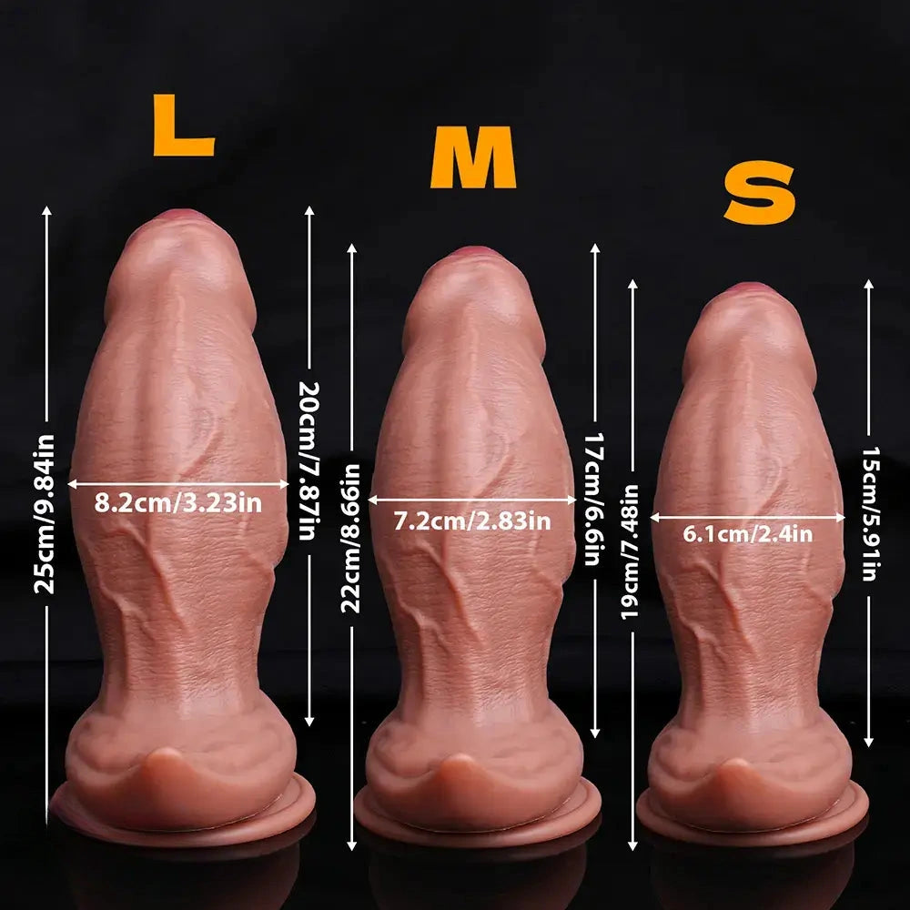 7.48in 8.66in 9.84in Uncut Foreskin Thick Real Dildo Vagina & Anal Sex Toy