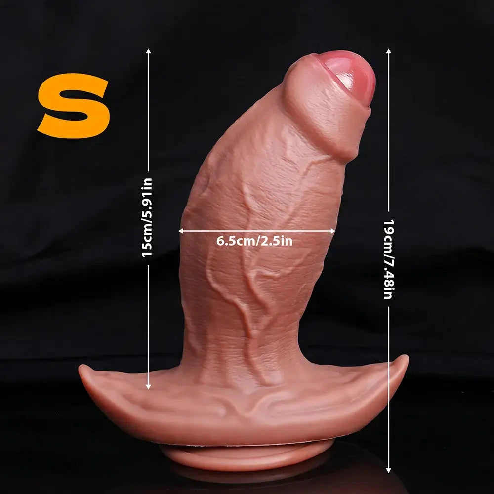 7.48in 8.66in 9.84in Uncut Foreskin Thick Real Dildo Vagina & Anal Sex Toy