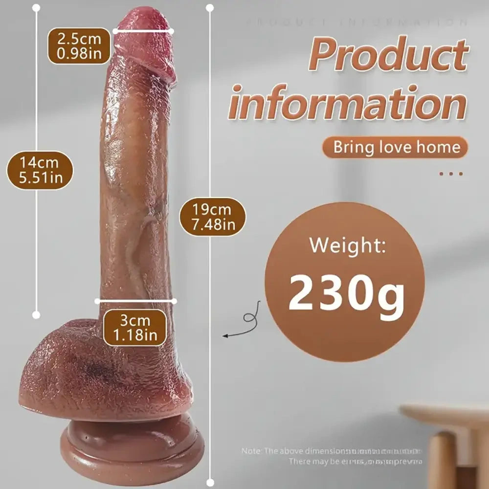 7.48in 8.66in Real Lifelike Silicone Soft Dildo For Female Sex Pleasure