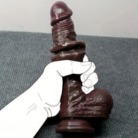 7.48in 8.66in Realistic Lifelike Liquid Silicone Sliding Skin Dildo For Hands-Free