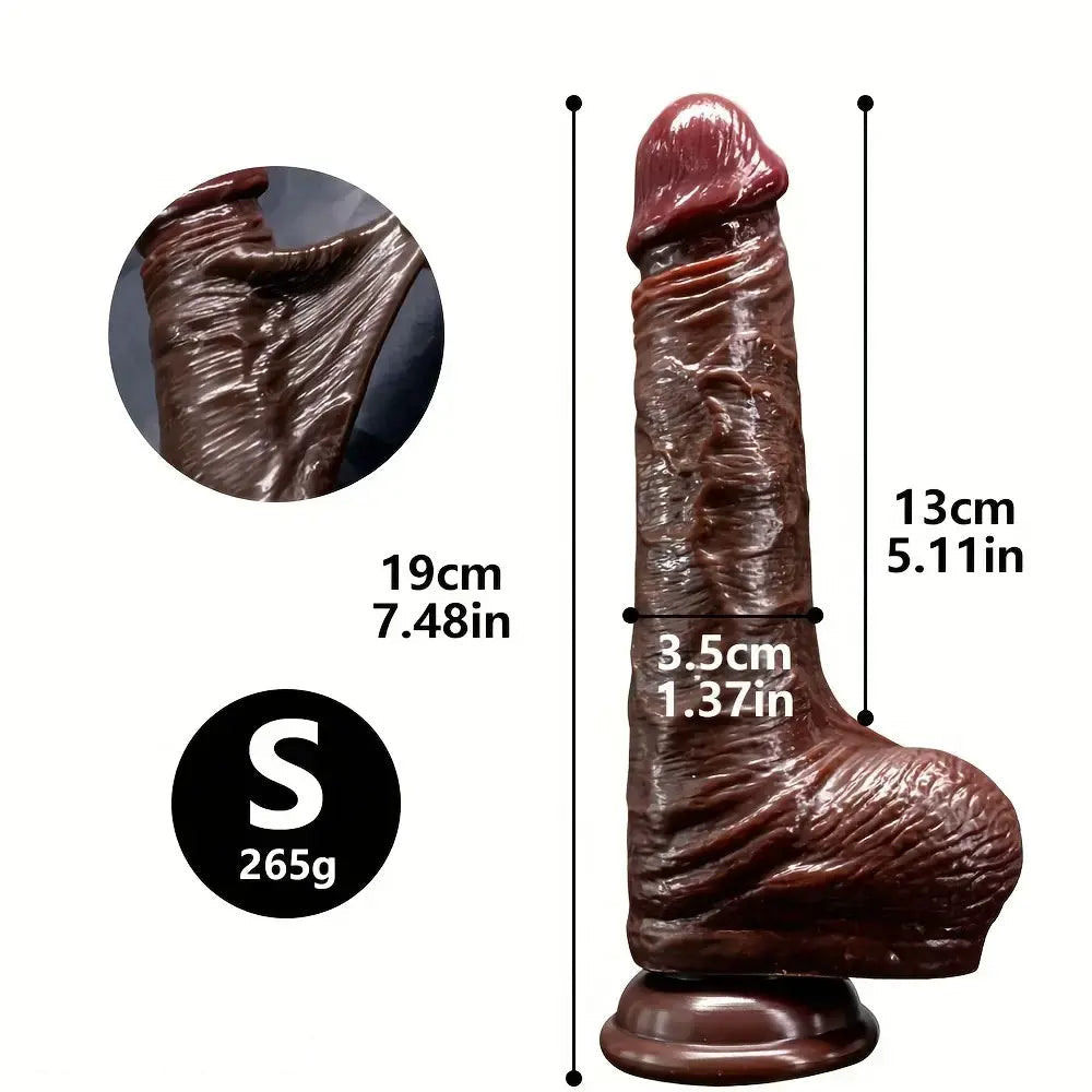 7.48in 8.66in Realistic Lifelike Liquid Silicone Sliding Skin Dildo For Hands-Free
