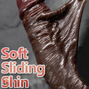 7.48in 8.66in Realistic Lifelike Liquid Silicone Sliding Skin Dildo For Hands-Free