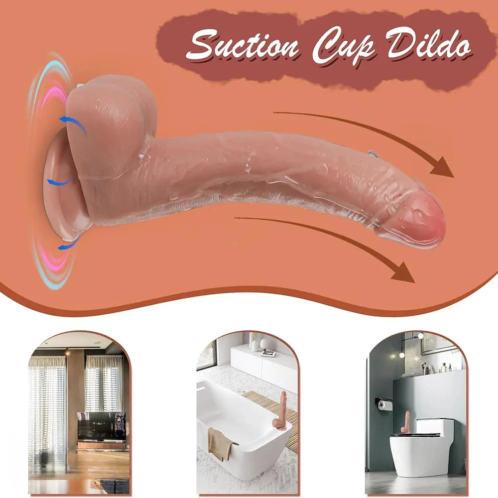 7.48in 8in Silicone Soft Realistic Soft Skin Feeling Dildo For Women Men