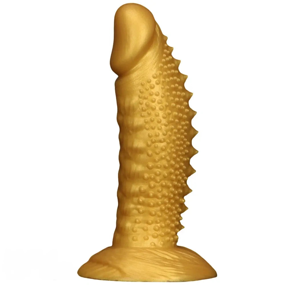 7.48in 9.05in 10.62in 12.59in 14.17in Golden Silicone Wolf-tooth Spiked Dildo