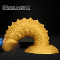 7.48in 9.05in 10.62in 12.59in 14.17in Golden Silicone Wolf-tooth Spiked Dildo