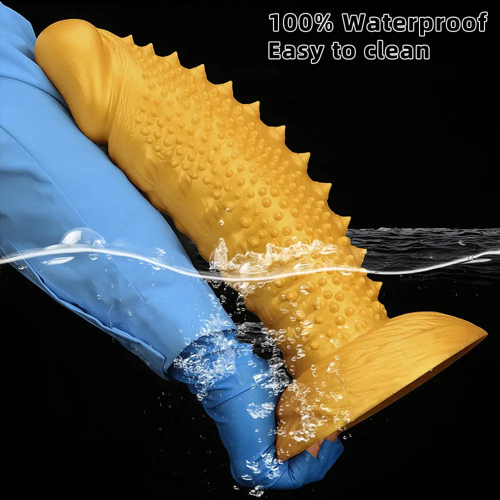 7.48in 9.05in 10.62in 12.59in 14.17in Golden Silicone Wolf-tooth Spiked Dildo