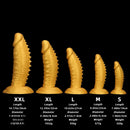 7.48in 9.05in 10.62in 12.59in 14.17in Golden Silicone Wolf-tooth Spiked Dildo