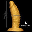 7.48in 9.05in 10.62in 12.59in 14.17in Golden Silicone Wolf-tooth Spiked Dildo