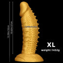 7.48in 9.05in 10.62in 12.59in 14.17in Golden Silicone Wolf-tooth Spiked Dildo