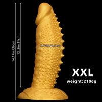 7.48in 9.05in 10.62in 12.59in 14.17in Golden Silicone Wolf-tooth Spiked Dildo