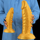 7.48in 9.05in 10.62in 12.59in 14.17in Golden Silicone Wolf-tooth Spiked Dildo