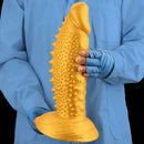 7.48in 9.05in 10.62in 12.59in 14.17in Golden Silicone Wolf-tooth Spiked Dildo