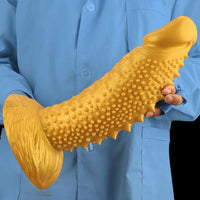 7.48in 9.05in 10.62in 12.59in 14.17in Golden Silicone Wolf-tooth Spiked Dildo