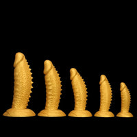 7.48in 9.05in 10.62in 12.59in 14.17in Golden Silicone Wolf-tooth Spiked Dildo