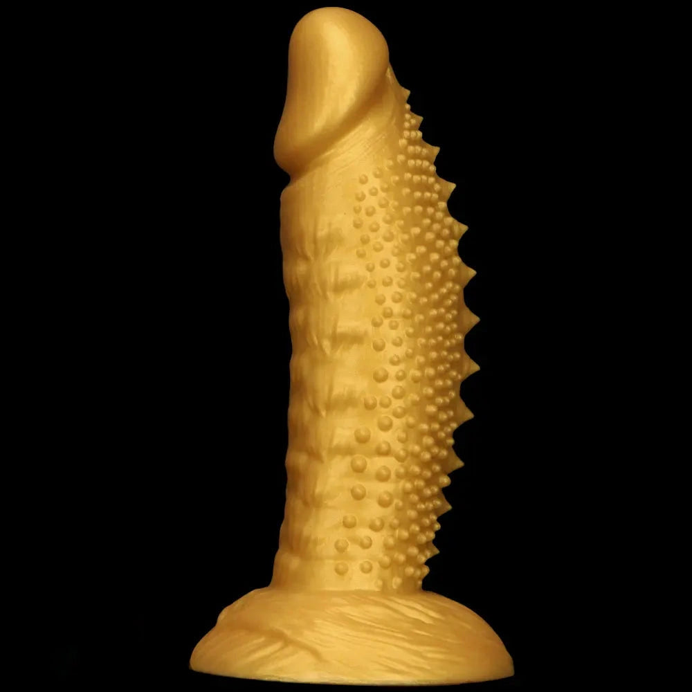 7.48in 9.05in 10.62in 12.59in 14.17in Golden Silicone Wolf-tooth Spiked Dildo
