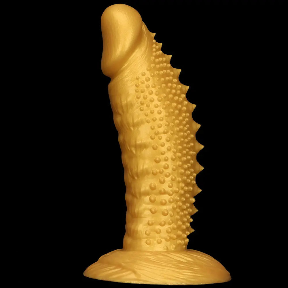 7.48in 9.05in 10.62in 12.59in 14.17in Golden Silicone Wolf-tooth Spiked Dildo