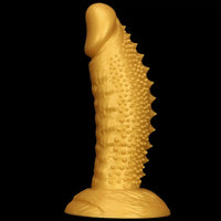 7.48in 9.05in 10.62in 12.59in 14.17in Golden Silicone Wolf-tooth Spiked Dildo