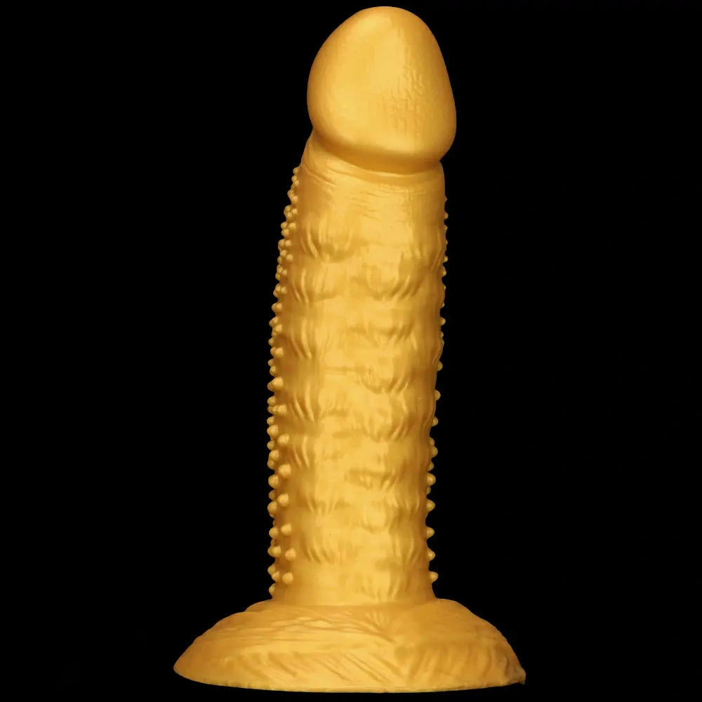 7.48in 9.05in 10.62in 12.59in 14.17in Golden Silicone Wolf-tooth Spiked Dildo