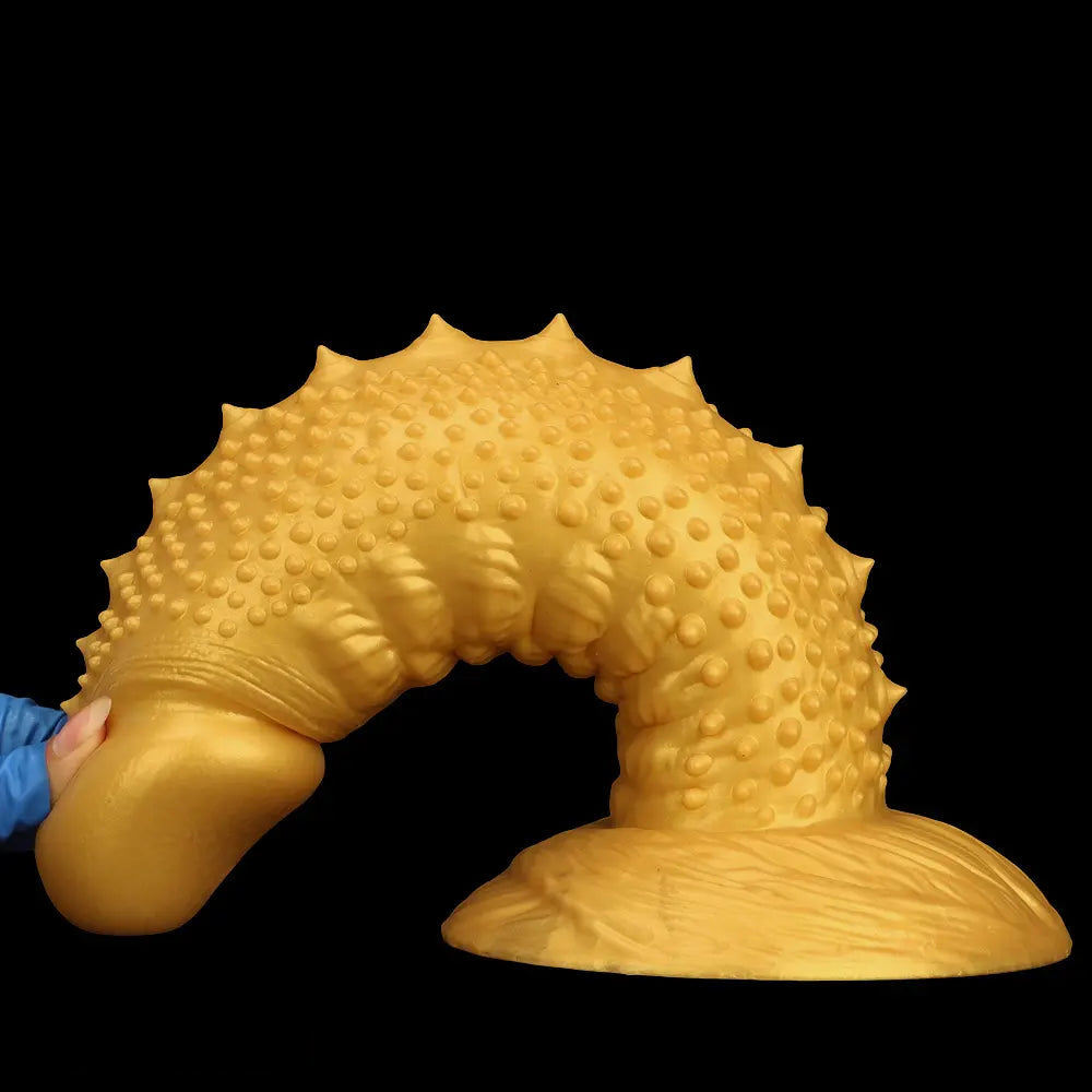 7.48in 9.05in 10.62in 12.59in 14.17in Golden Silicone Wolf-tooth Spiked Dildo