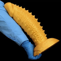 7.48in 9.05in 10.62in 12.59in 14.17in Golden Silicone Wolf-tooth Spiked Dildo